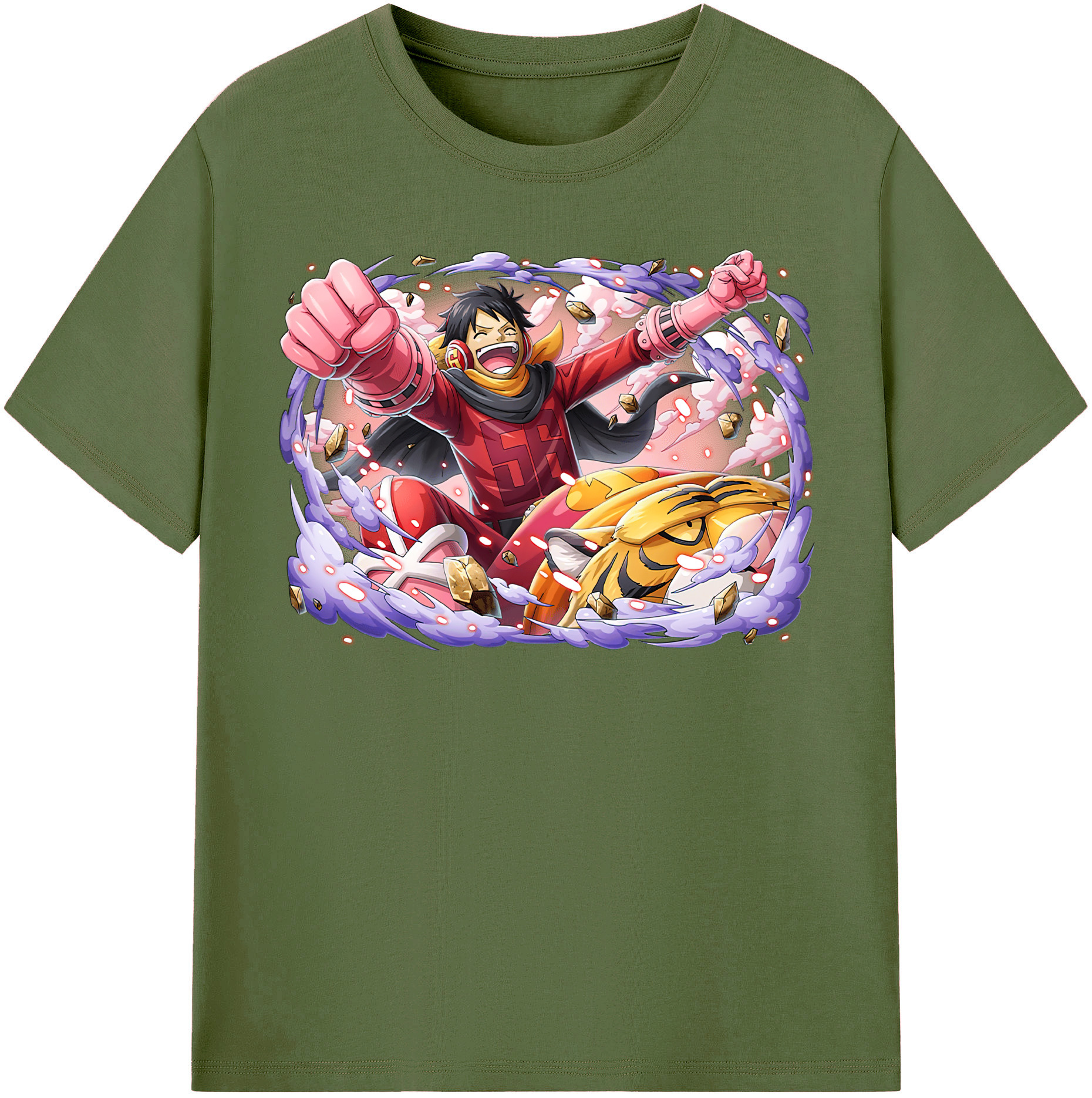 ワンピース モンキー・D・ルフィ ONE PIECE Monkey D. Luffy 綿100％半袖Tシャツ（フロントプリント）